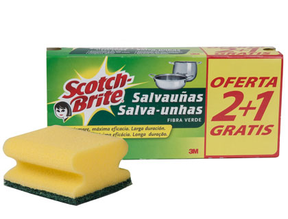 3x2 estropajos salvauñas Scotch Brite fibra verde